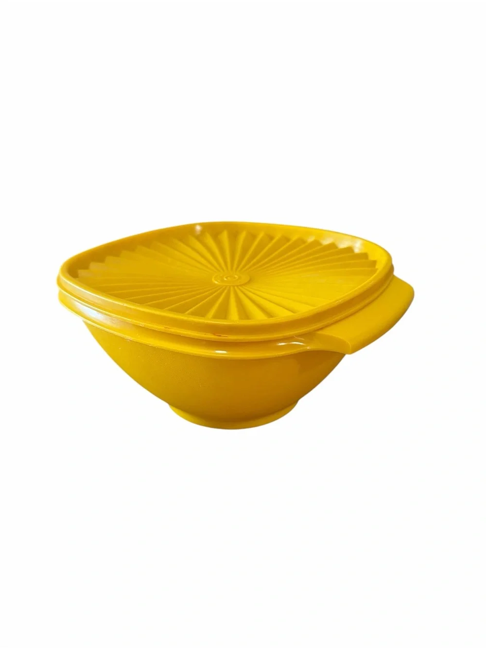 Vintage Tupperware Yellow Serving Storage Bowl Sunburst Lid Retro MCM USA